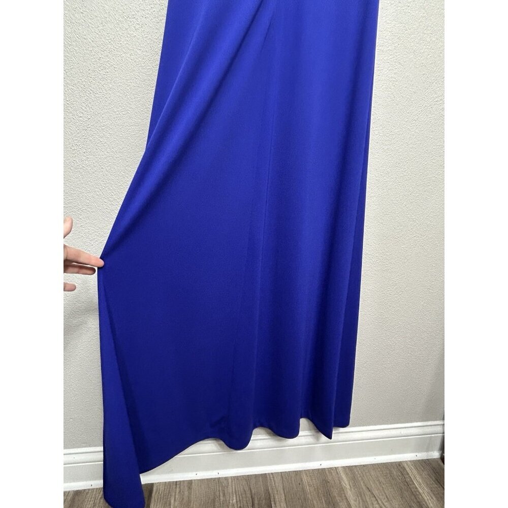 Alex Evenings Maxi Gown Dress Size 10 Set Jacket Blue Beaded Sleeveless Wedding - Picture 8 of 14